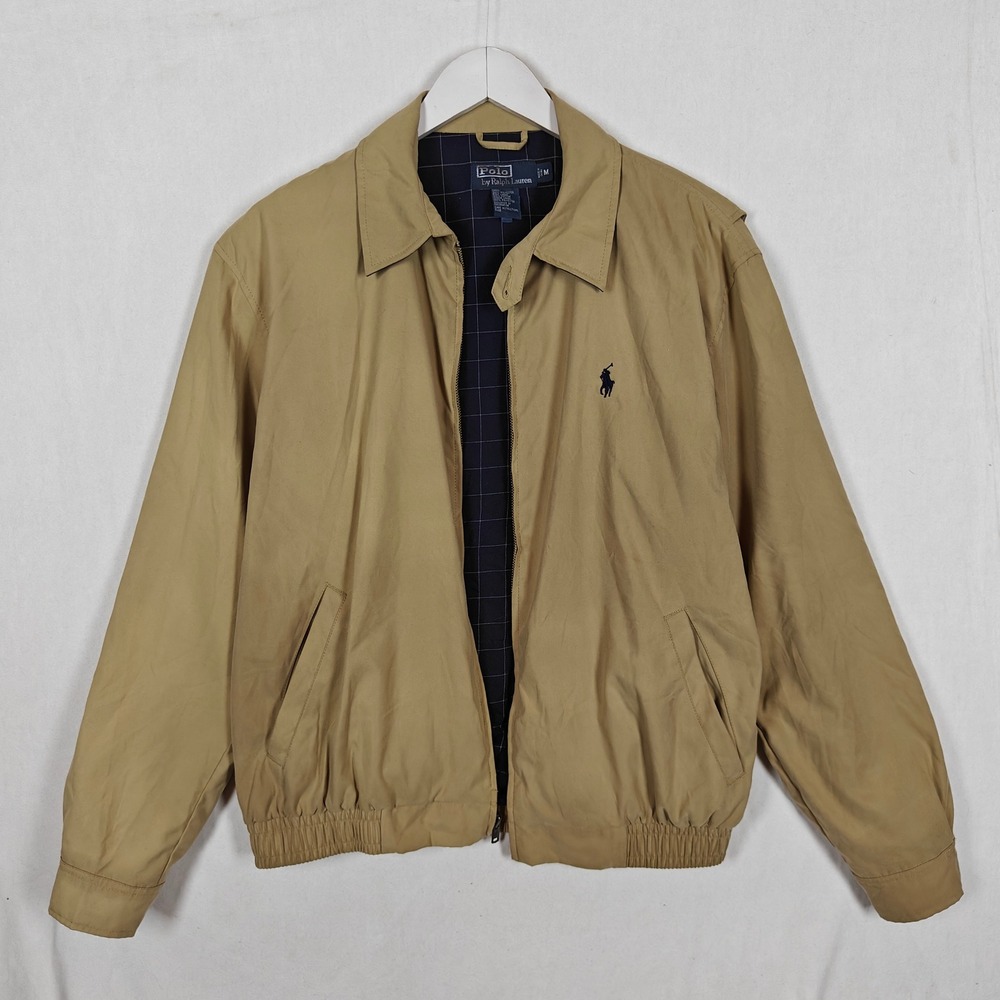 Polo Ralph Lauren Tan Harrington Jacket Mens Medium Beige Zip Windbreaker